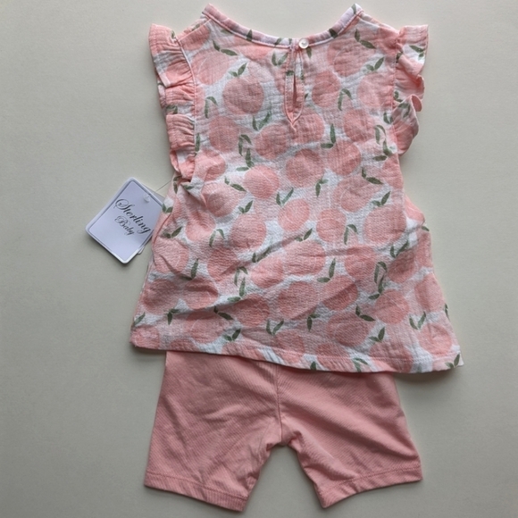 Sterling Baby Ruffle Top Sleeveless Elastic Waist Pant 2 Piece Set Pink Whi- 24m - Picture 2 of 6